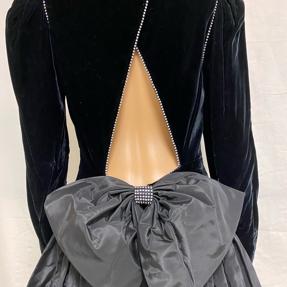 Black Velvet, Satin and Rhinestones Party Dress. - Picture 1 of 10